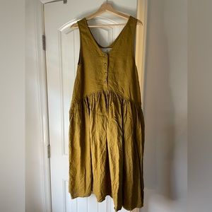 Not Perfect Linen Volume Dress with snaps - Bronze/Mustard